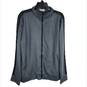 H2H Mens Track Jacket L Active Slim Fit Lightweight Zip Long Sleeve Gray Pocket
